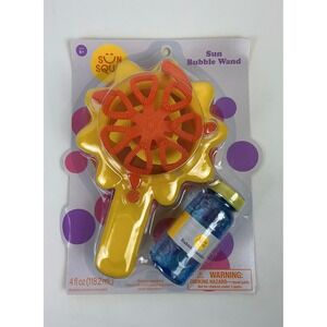 Sun Squad Sun Bubble‎ Wand Battery Operated Yellow Orange with 4oz Solution New